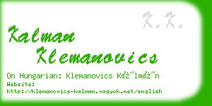 kalman klemanovics business card